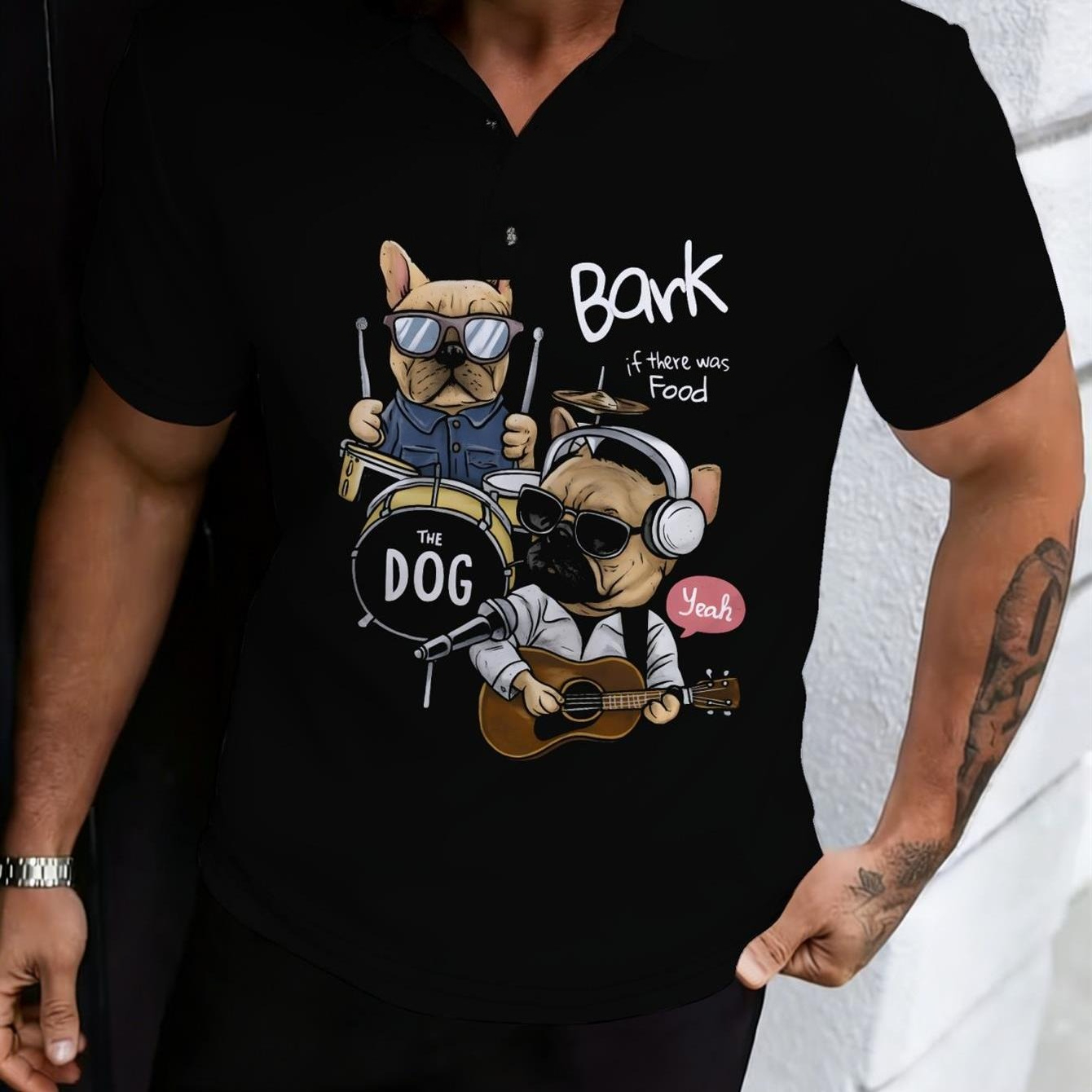 Men Formal Wear Summer - Camisa Polo Casual Masculina Preta com