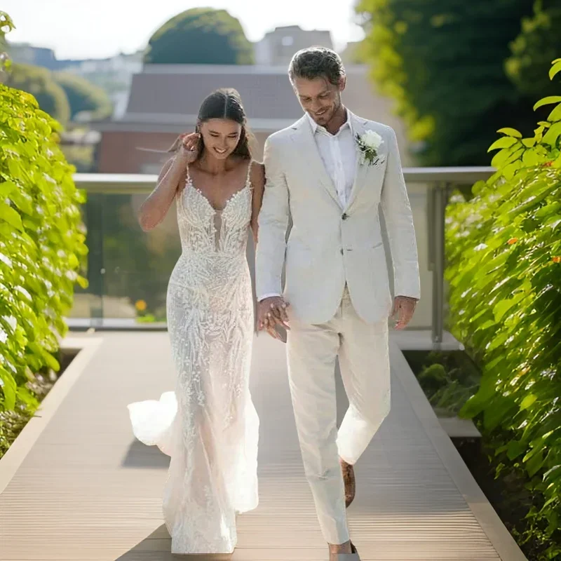 Men Formal Wear Summer - Smoking de casamento de linho para