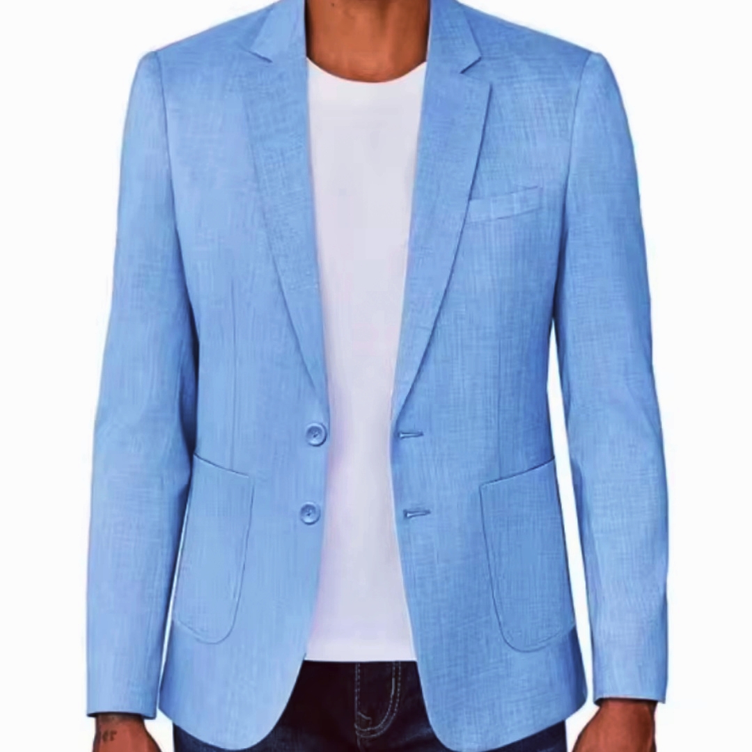 Men Formal Wear Summer - Blazer Masculino Slim Fit Bege/Azul de