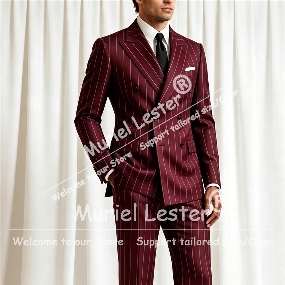 Men'S Style Formal Wear - Terno Elegante com Listras para Homens,