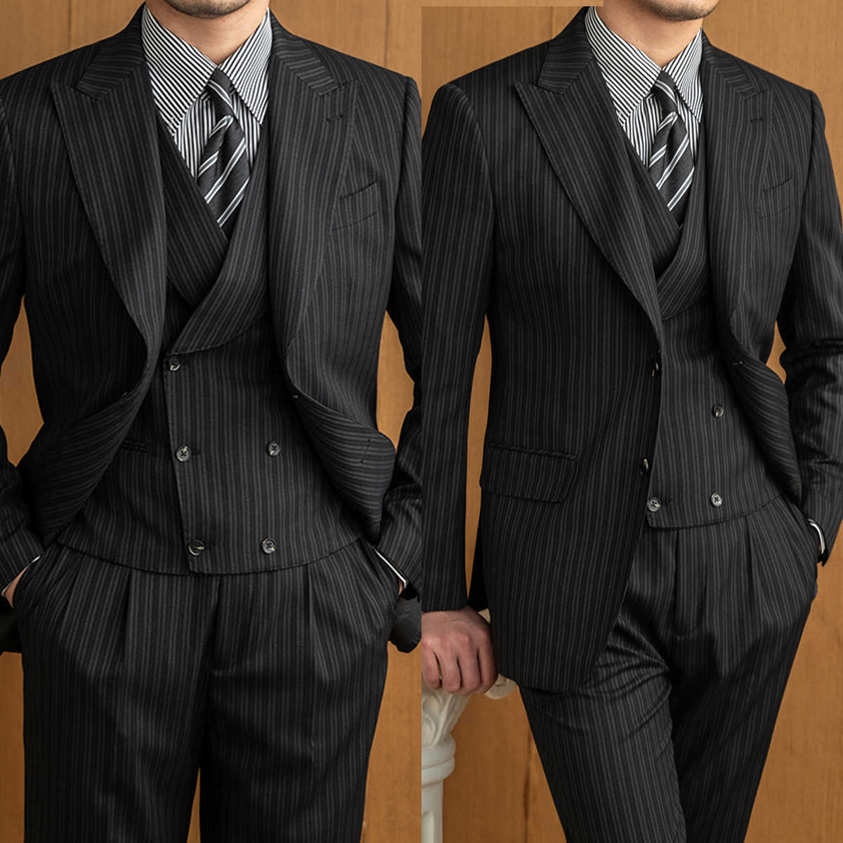 Wool Suit Jacket - Ternos masculinos comerciais 3 peças blazer