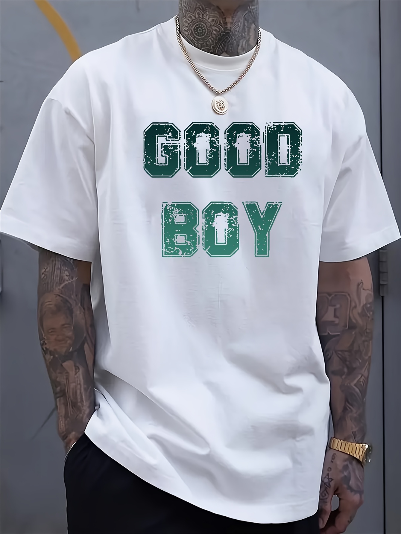 Men'S Style Formal Wear - Camiseta Masculina Estampada 'Good Boy', Fundo