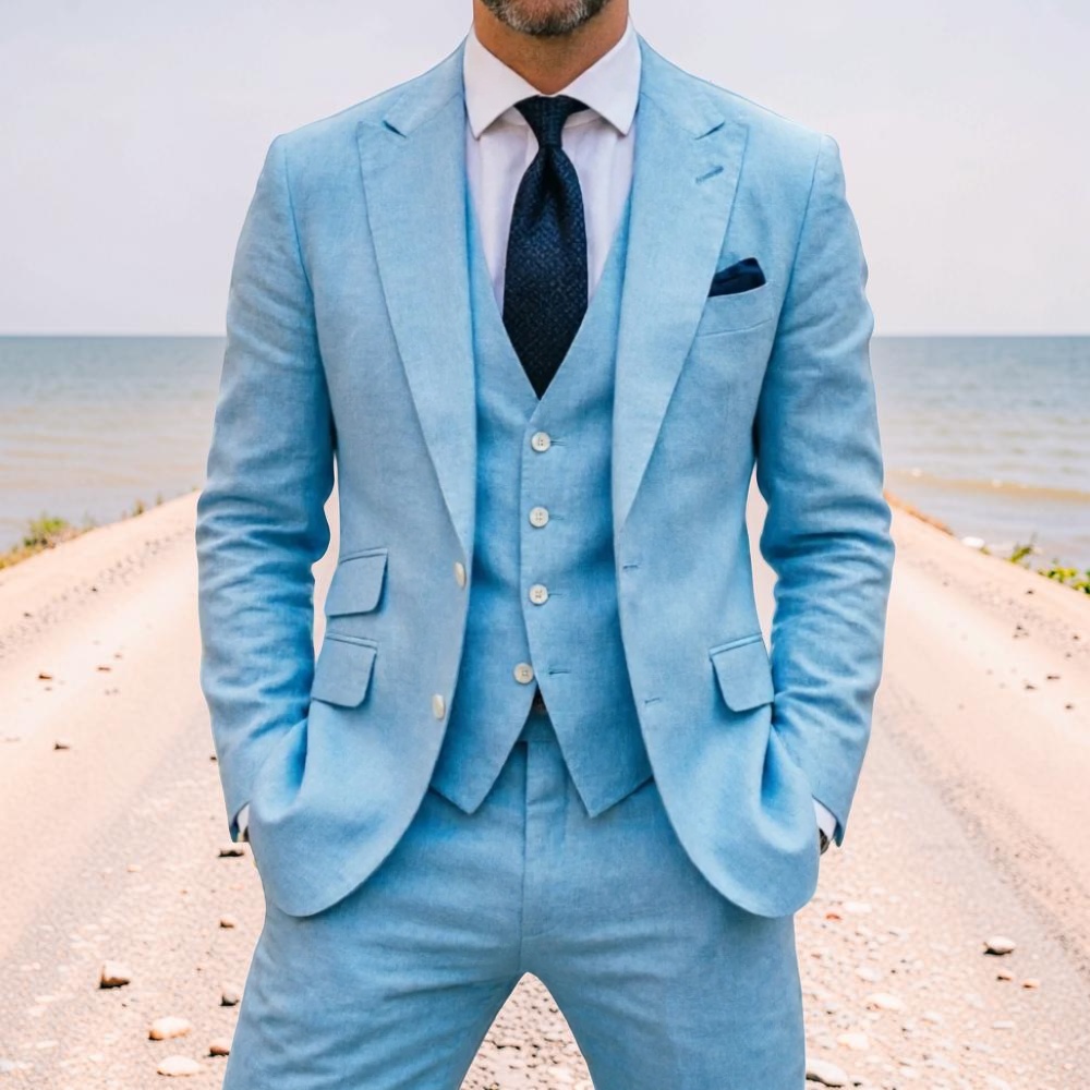 Men Formal Wear Summer - Terno de Casamento Masculino Azul Céu
