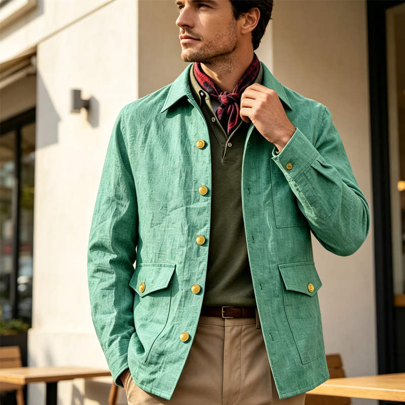 Men'S Style Formal Wear - Jaqueta Masculina Vintage de Linho com