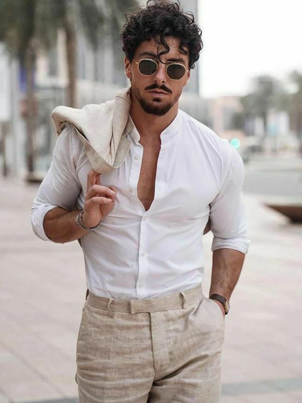 Ternos de Linho Masculinos par - Men'S Formal Beach Wear avaliação e preço