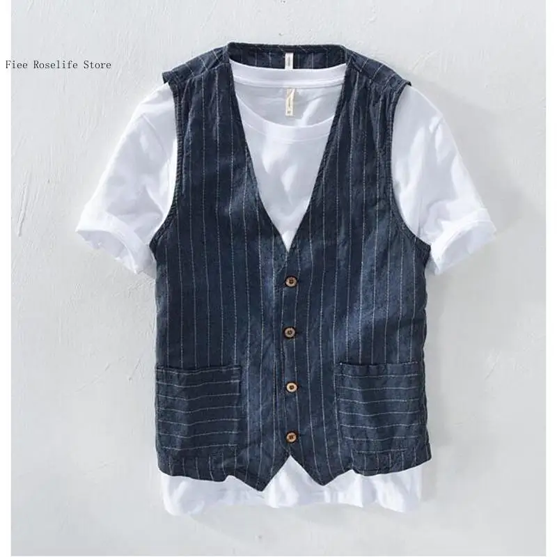 Colete Casual de Linho Britâni - Men Formal Wear Summer avaliação e preço