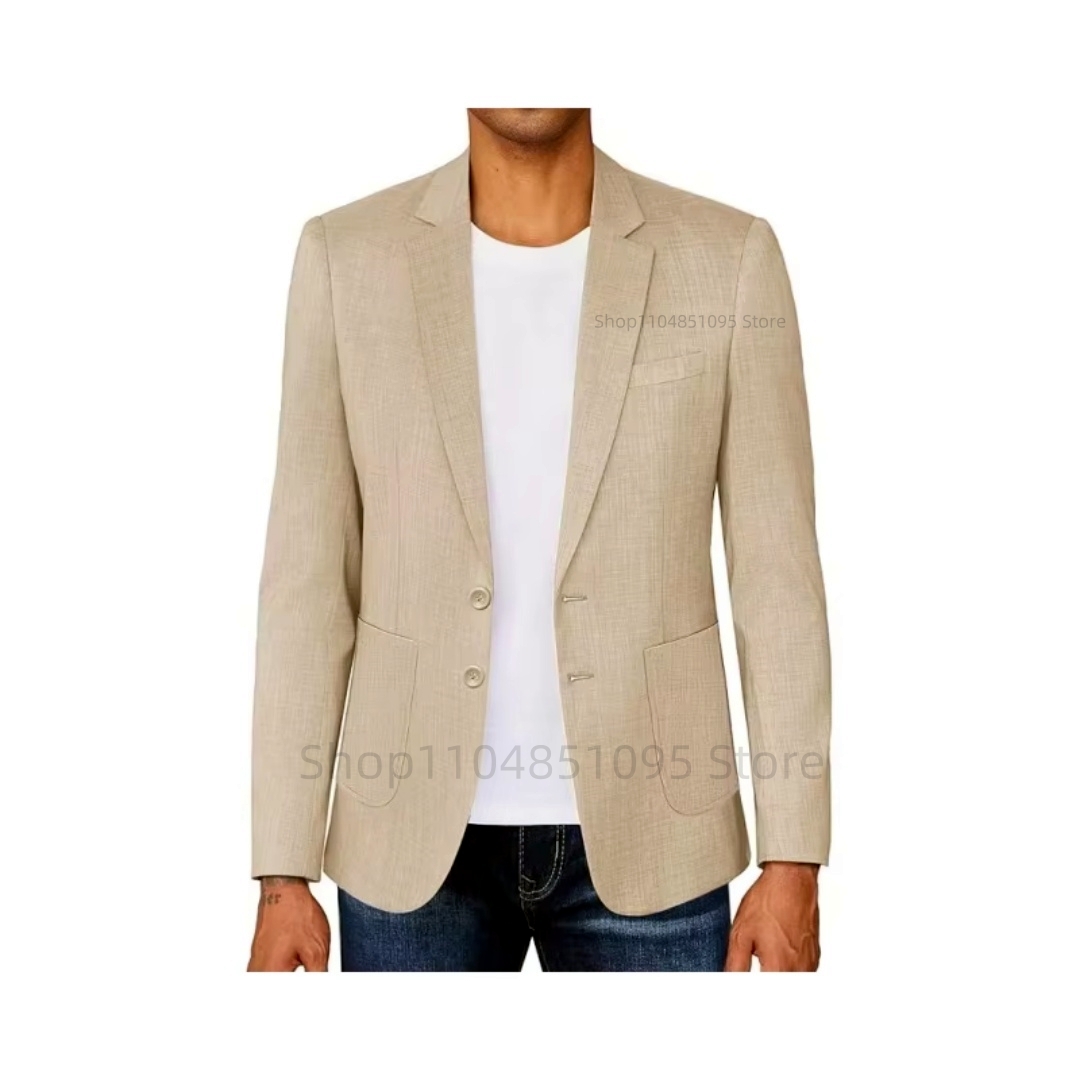 Blazer Masculino Slim Fit Bege - Men Formal Wear Summer avaliação e preço