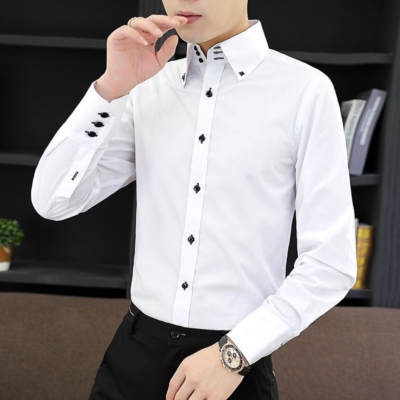Primavera outono camisa execut - Men Formal Wear Summer avaliação e preço